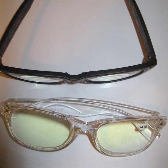 lot of 2 eyeglasses Reading +400 tinted Unisex - Picture 2 of 5